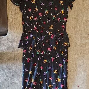 Sweet Baby Jane Black Dress with Floral Design